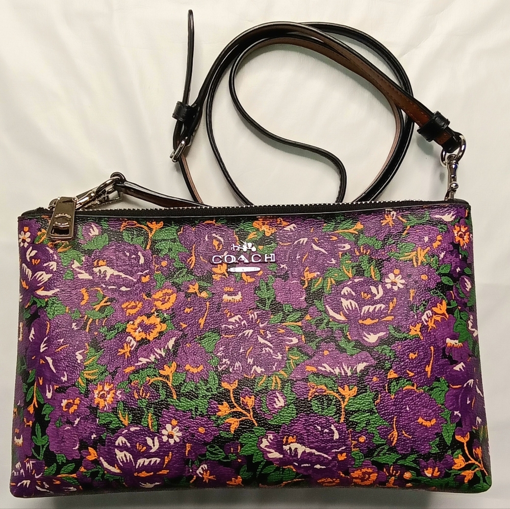Coach 2 Pocket Adjustable Floral Crossbody Bag